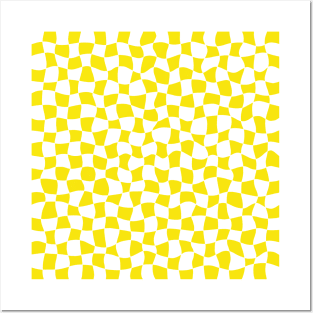 Warped Checkerboard, White and Yellow Posters and Art